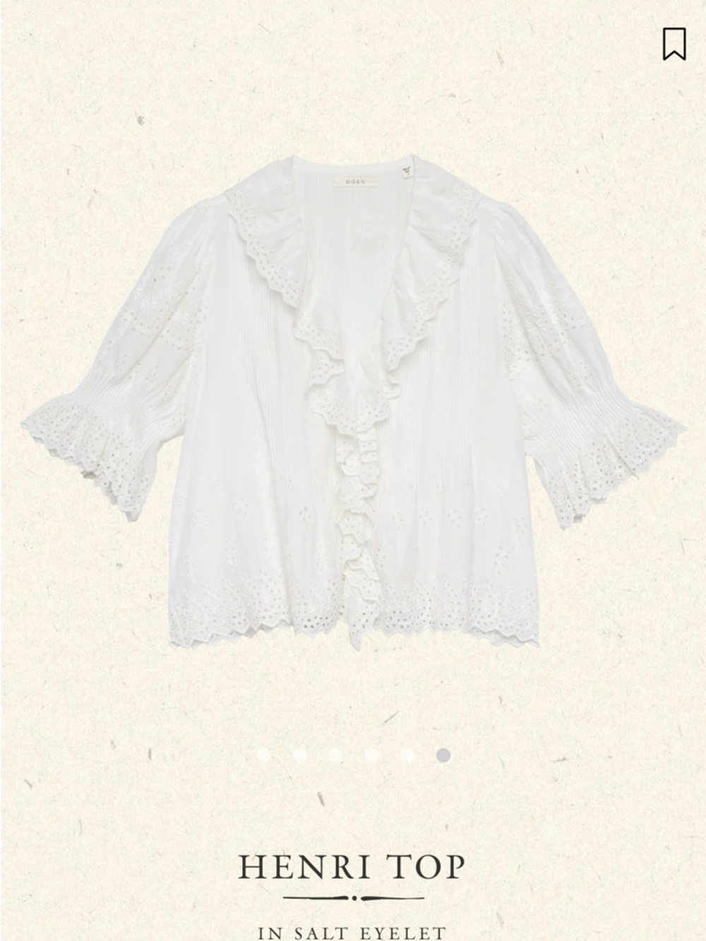 Doen Henri Eyelet Ruffle Top - White